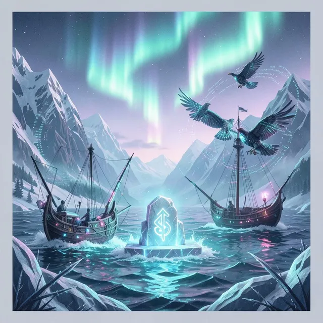 Gods of the Neon Fjord 2 by Gilded Halo — Nordic Bass Dark cover art on WeavyAudio