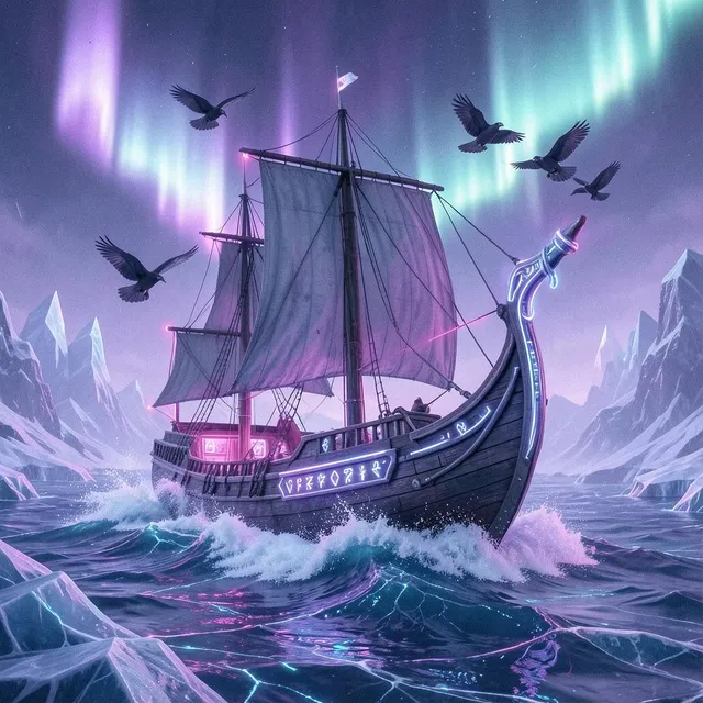 Neon Valkyrie Overdrive by Ember & Meridian — Nordic Bass Dark cover art on WeavyAudio