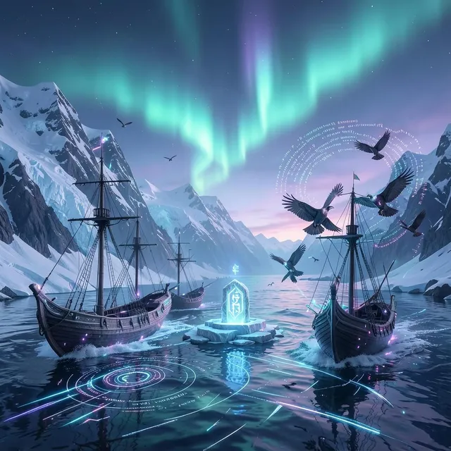 Gods of the Neon Fjord by Gilded Halo — Nordic Bass Dark cover art on WeavyAudio